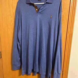 Men's Blue Polo Shirt long sleeves